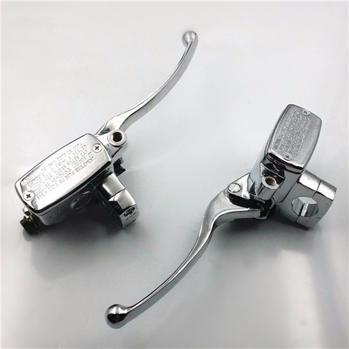 Chrome 1" Handlebar Reservoir Brake Hydraulic Clutch Master Cylinder Lever Cafe - Picture 4 of 9