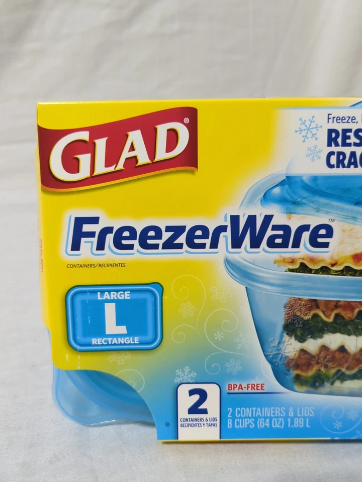 Contenedores de almacenamiento Glad Freezerware rectangulares grandes 2 contenedores con tapas  Foto 3 de 4