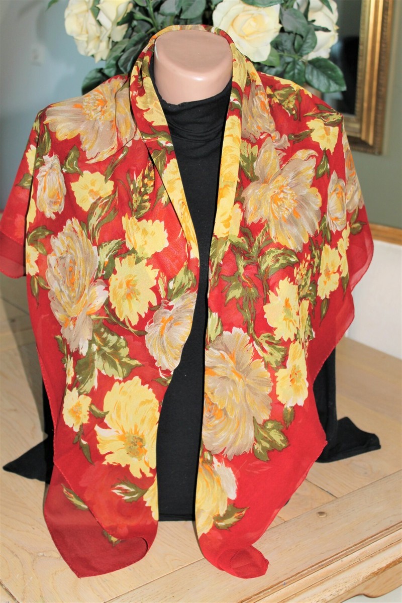 Foulard En Soie 100% - Marque Char Lotte - Rouge - 46 Grammes - Occasion