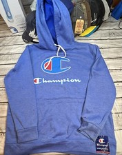 Champion Mens Fleece Hood Hoodie Sweatshirt Logo Surf The Royal Blue Large NWT