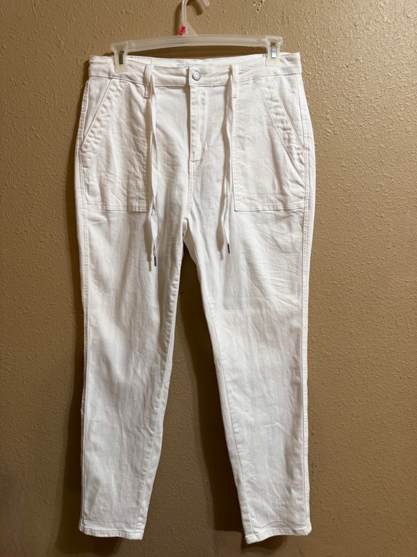 JUDY BLUE JB88812 HIGH RISE JOGGER STYLE DENIM JEANS SZ 13/31 WHITE STRETCH