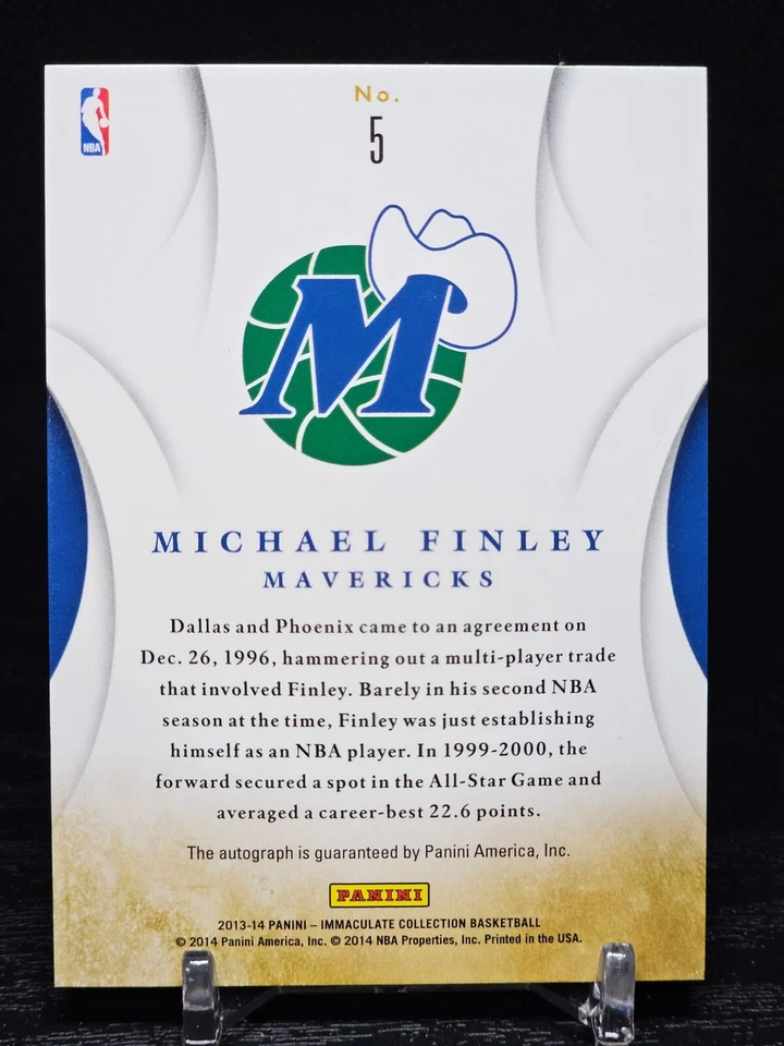 2013-14 Immaculate Michael Finley Immaculate Ink Auto /75 Dallas Mavericks - Imagem 2 de 2