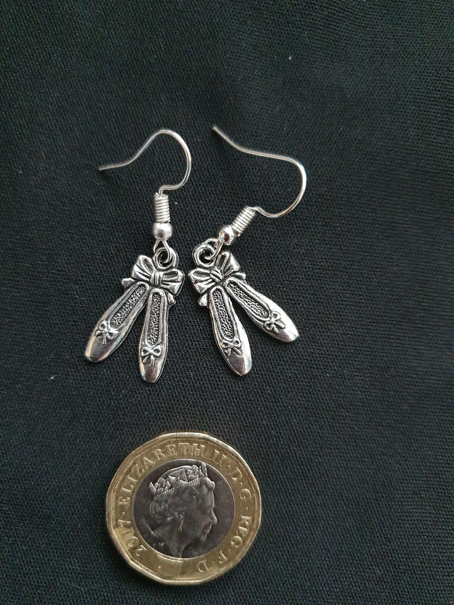 Ladies Silver Ballerina Shoes Style Earrings Ballet Dancer Theatre