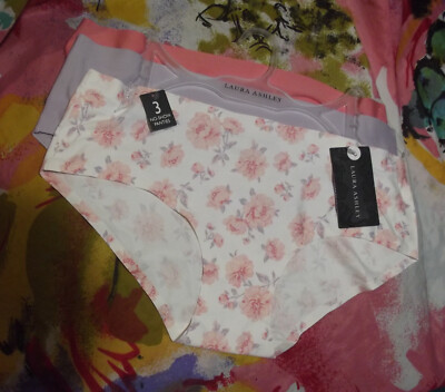 ローラアシュレイ 3 NEW LAURA ASHLEY LS8319 3PKHT MICROFIBER NO SHOW HIPSTER PANTIES