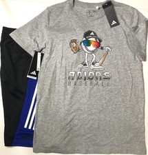 Boys Baseball Adidas 2 pc Short Set Tee Sports Athletic Bottoms Shirt Youth XL