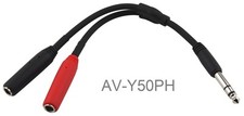 6-inch 1/4" Stereo Male to Dual 1/4" Mono Female Left/Right Y-Cable, AV-Y50PH