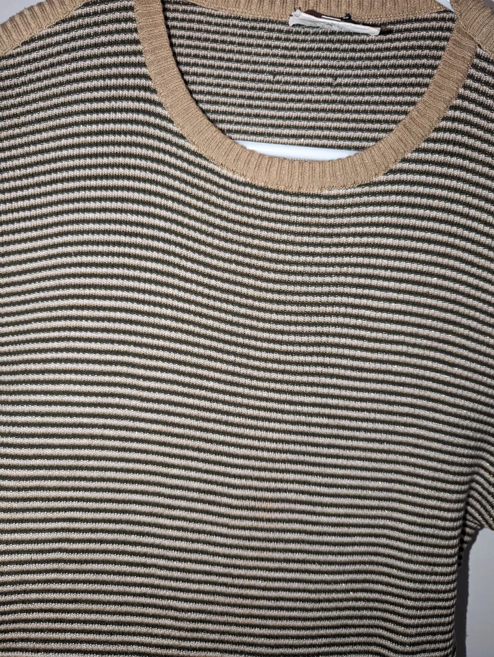 Suéter Dolce & Gabbana Vintage Años 90 Talla XL Verde Beige Rayas Algodón Cuello Redondo Foto 4 de 4