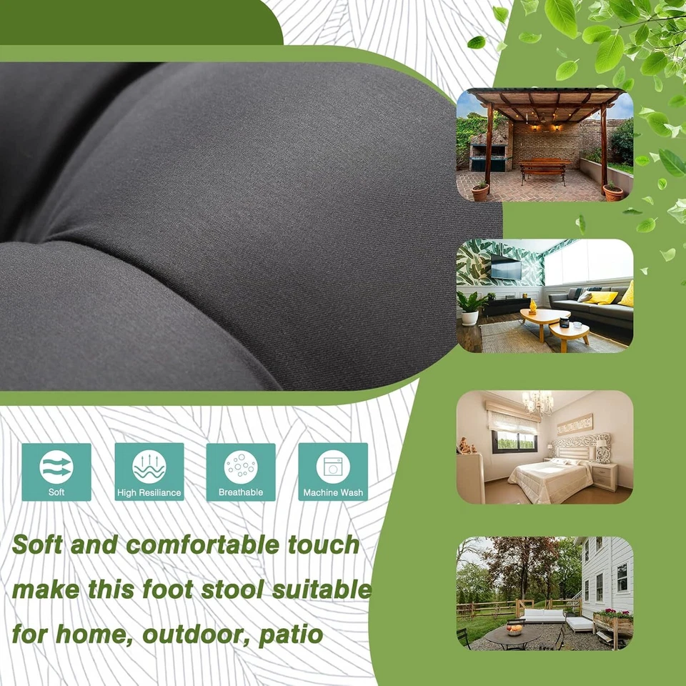 15"Folding Foot Stool for Patio Small Accent Outdoor Ottoman Metal Frame - Image 2 of 2