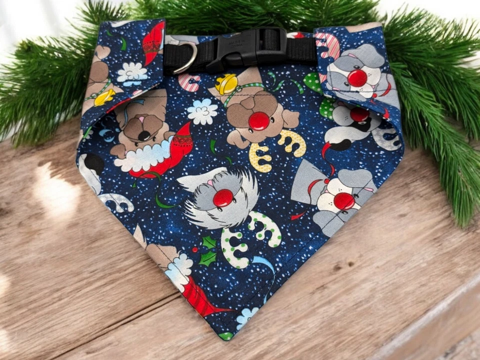 Рождественская собака бандана над ошейником собаки в Санта шляпы рога скольжения на шарф - Изображение 2 из 4