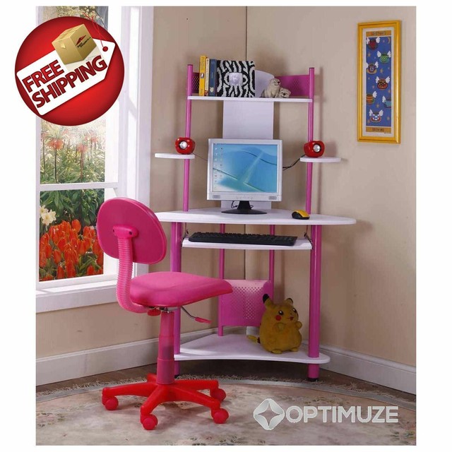 Flash Furniture Pink Corner Computer Desk With Hutch Nan Jn 2705