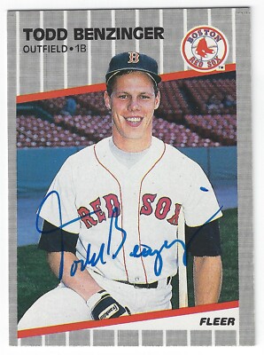 TODD BENZINGER BOSTON RED SOX SIGNED CARD GIANTS LOS ANGELES