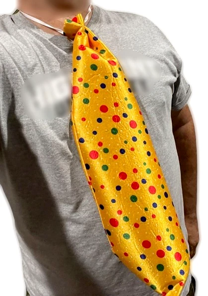 21" JUMBO AMARILLO PAYASO CORBATA CUELLO LARGO Circo Lunares Divertido Broma Disfraz Grande Foto 3 de 4