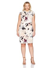 CALVIN KLEIN ~Size 2X~ Twist-Collar Floral Print Plus Size Sheath Dress New!