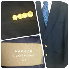 Haggar Men's Navy Blue Blazer Sport Coat Sz 46 2 Button Vented  0089