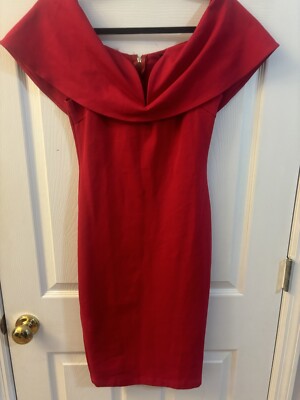 WINDSOR Red Fitted Bodycon Midi Dress Small | eBay
