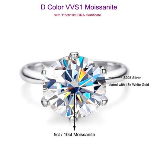 Alianza de boda anillo de compromiso de moissanita 5/10 quilates VVS1 enchapado en oro blanco de 18 quilates con gris - Imagen 10 de 15
