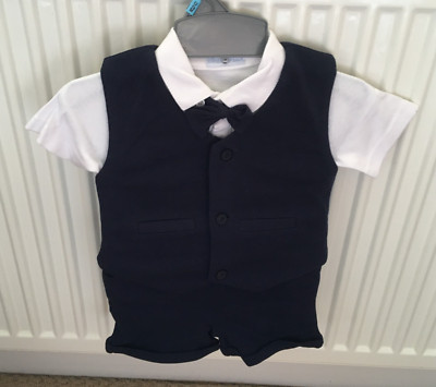Babykleidung Junge 3-teiliges Set Fliege, Weste, Body Shorts 12-18 Monate