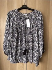 Papaya Matalan Navy & White Flowered Smock Top/Blouse 16 NWT