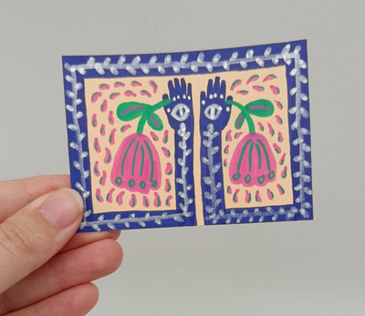 ACEO Original Painting Miniature OOAK Gemälde #2 ''Verlust'' Folk Art Acrylmarker