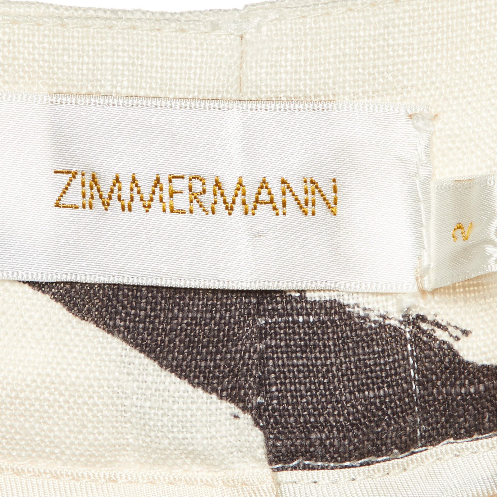 Zimmermann BeigeBlack Printed Linen Trousers S