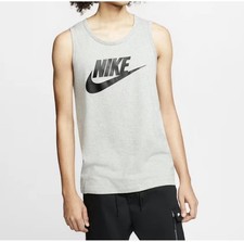 Nike Essential Icon Futura Tank Top Men s Heather Gray AR4991-063 NEW