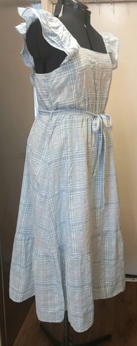 Women's M&S Blue Mix Tiered Dress. Used Condition. Size 16 R. Elastic Back