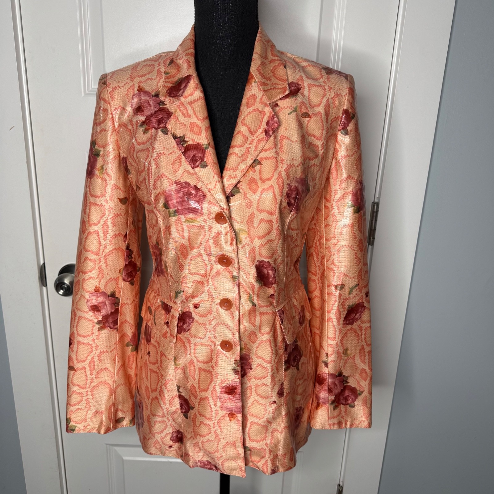 Vertigo Paris Snakeskin Roses Python Orange Pink … - image 6