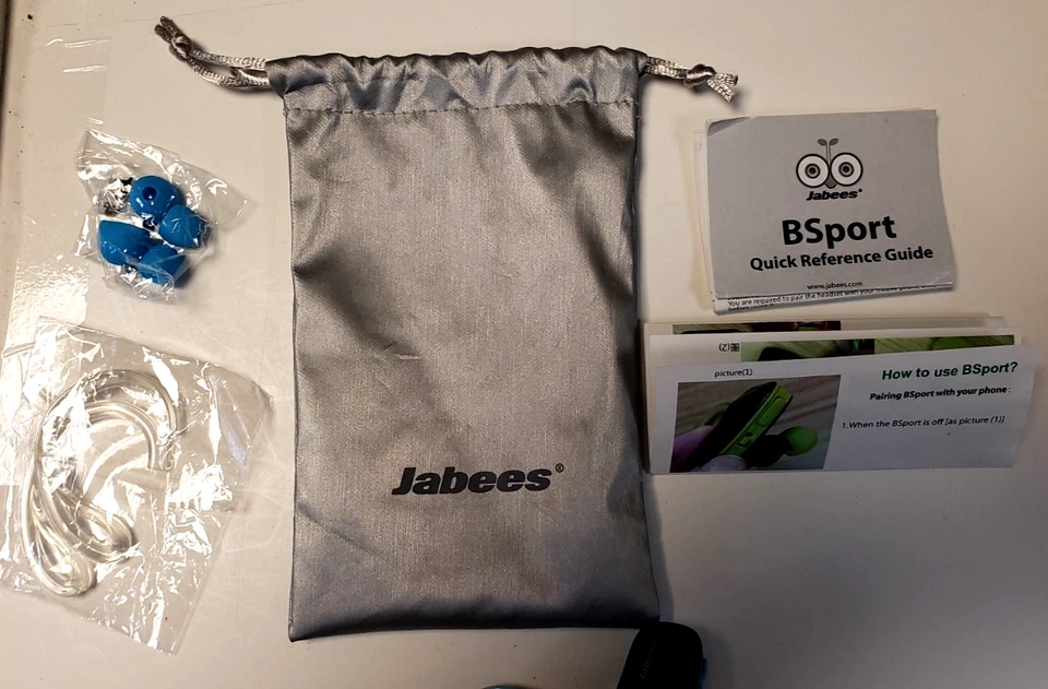 Fones de ouvido esportivos Jabees BSport Bluetooth V4.1 azul com peças e instruções - Imagem 2 de 4