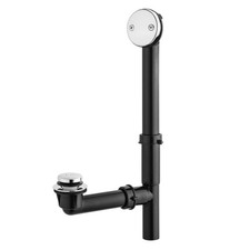 1-1/2" Black Tubular Bath Drain Kit with Tip-Toe Bath Drain Stopper, Touch-To...