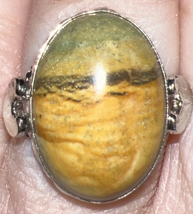 Sterling Silver Jasper Ring Vintage 5.75 Size 925