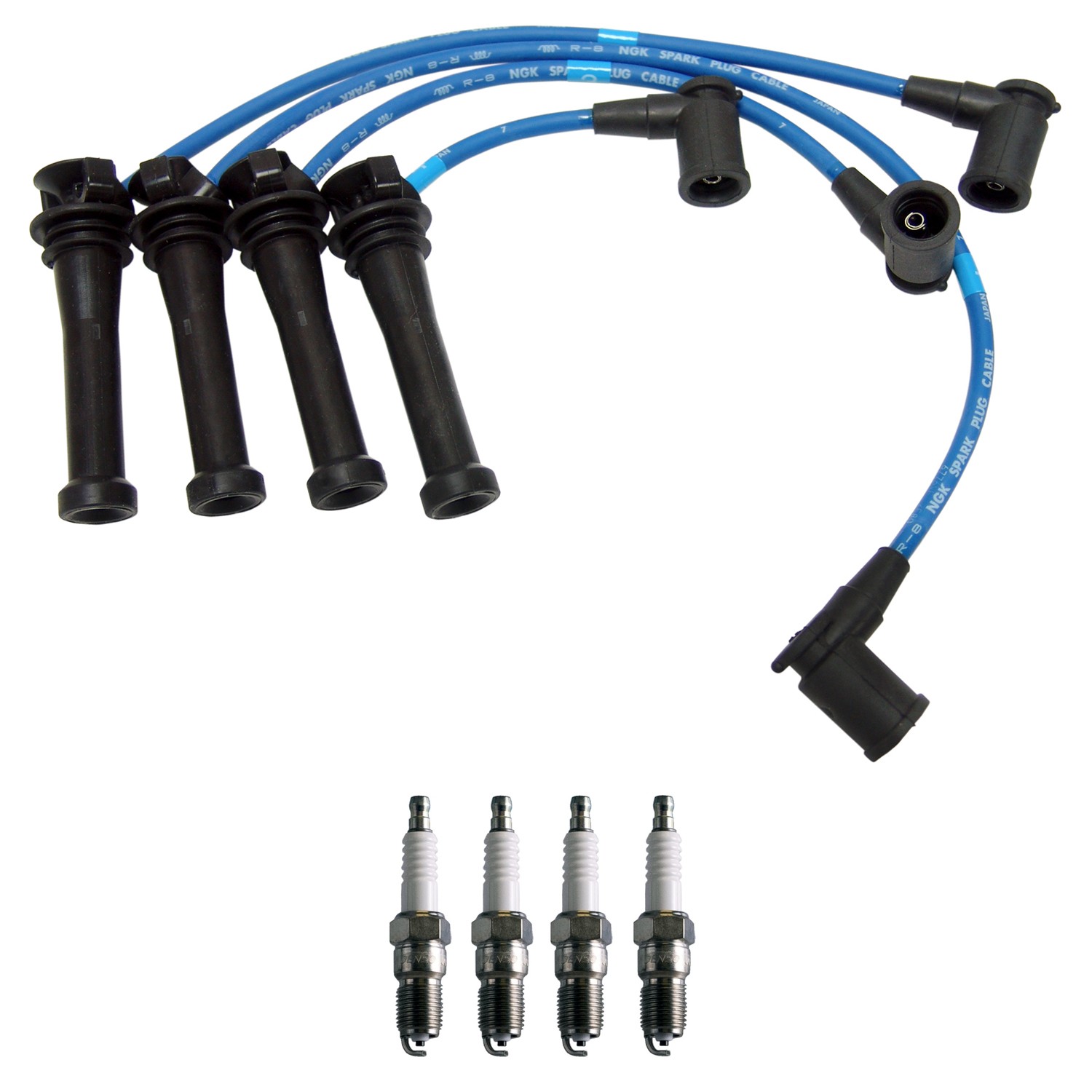 NGK Wire Set  Denso Gap0.060 4 Standard Spark Plugs Kit for Mazda 6 2.3 L4 2003