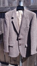 Harris Tweed Brown Virgin Scottish Wool Blazer Men's Single-Breasted Two-Button