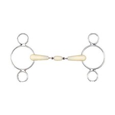 HAPPY MOUTH Double Jointed Roller 2-Ring Gag Horse Bit 462182SS 