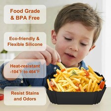 2 Pcs Silicone Air Fryer Liner Square pot Basket Reusable Non-Stick BPA Free USA