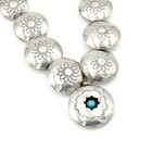 Signed Willie Ortiz Navajo Sterling Turquoise Pillow Bead 23IN Necklace #S5314-4 — photo 2