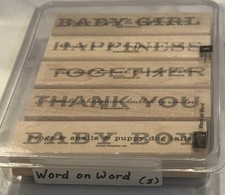 Stampin Up Word on Word set of 5 "Retired" Thank You Happiness Boy Girl Together