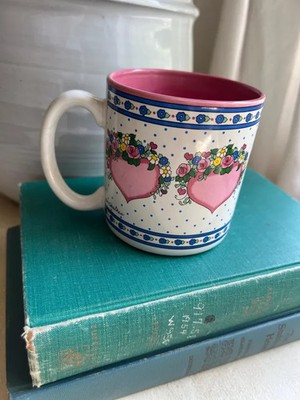 Vintage 80s Coffee Mug / Pink Blue Hearts Floral Coffee Cup / Preppy Coffee  / | eBay