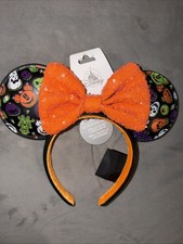 2024 Disney Parks Halloween Glow In The Dark Pumpkins Minnie Mouse Ears Headband