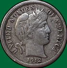 1912 Barber Dime Choice Very Fine VF+/XF Coin #35522
