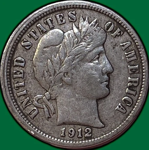 1912 Barber Dime Choice Very Fine VF+/XF Coin #35522