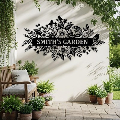 Personalized Garden Wall Art | Family Name House Number Sign