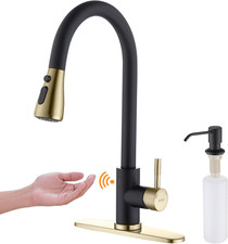 Touchless Pull down Kitchen Faucet with Soap Dispenser, Black Chrome Finish
