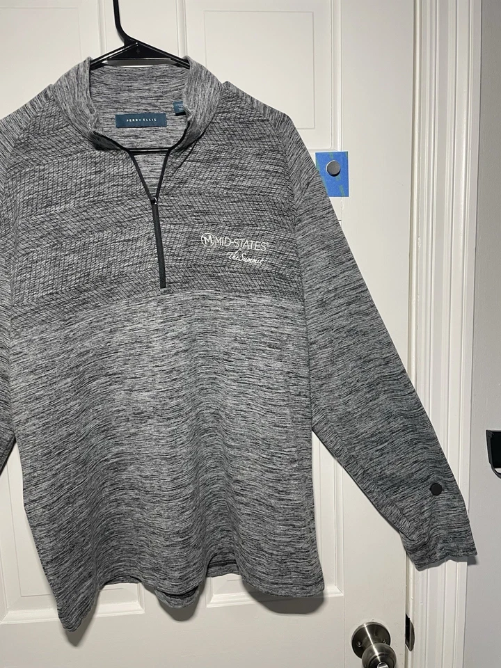 Perry Ellis Grey 1/2 Zip Men's Pullover Size Large L Charcoal Performance Brand - Image 2 of 4