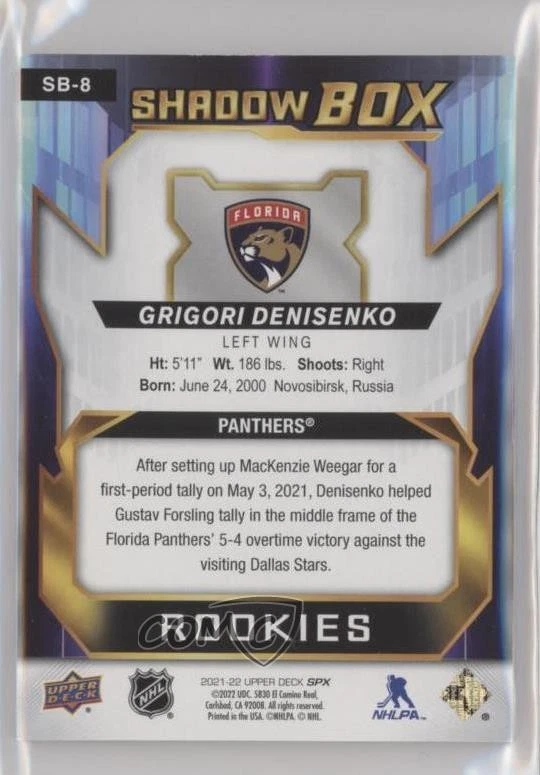 2021-22 SPx Shadow Box Grigori Denisenko #SB-8 Rookie RC - Image 2 of 2