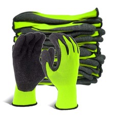 Evridwear Crinkle Latex Rubber Hand Coated Safety Work Gloves Large, Green