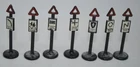 LESNEY MATCHBOX SERIES  (UK) - SET OF 7 VINTAGE ROAD SIGNS - GOOD