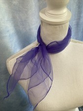 Vtg 1950s 1960s Indigo Purple Sheer Scarf Square Nylon Retro Ascot Hair Tie 20"