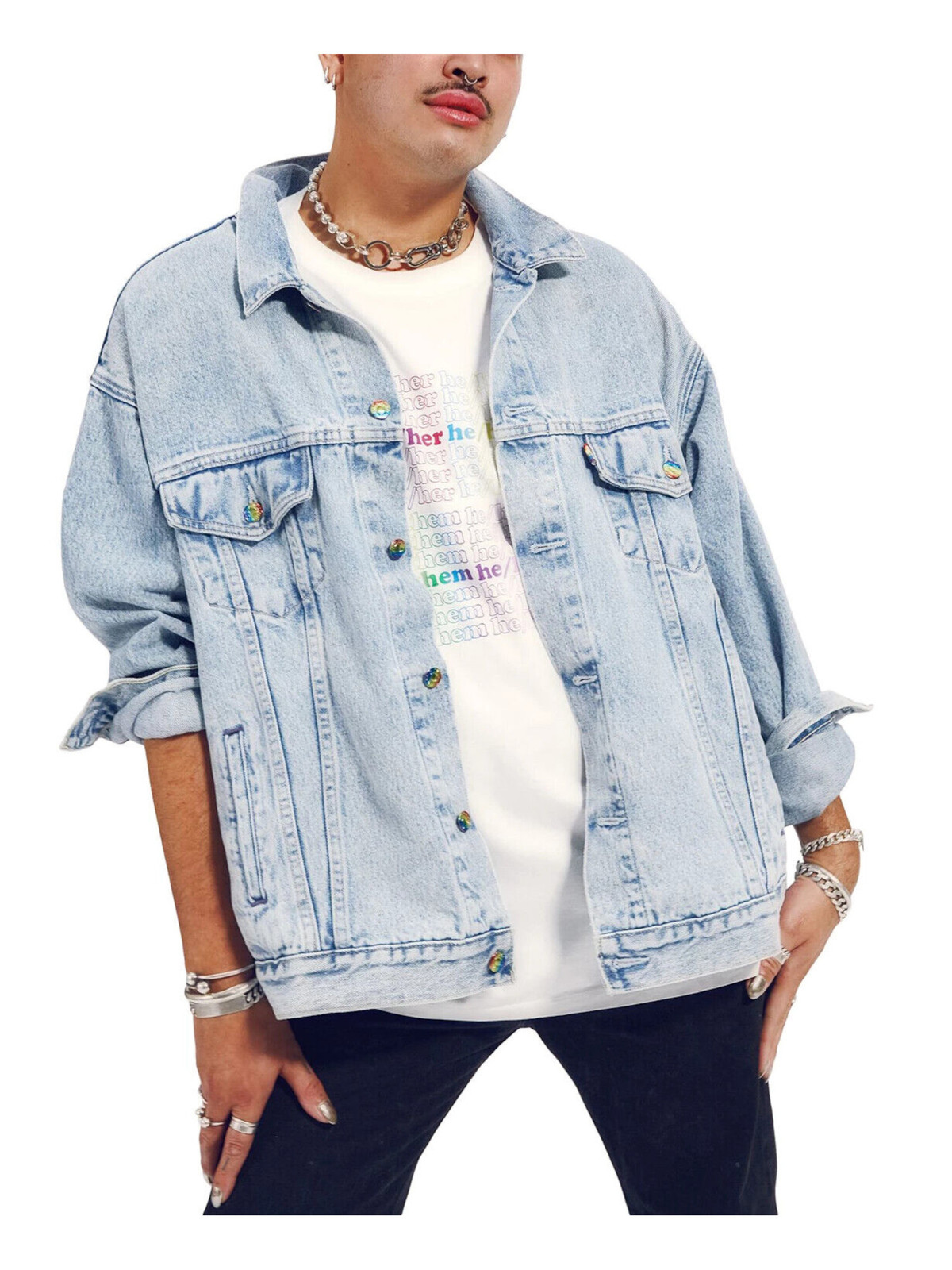 LEVI STRAUSS - CO Мужская джинсовая куртка с синим логотипом Pride Liberation M