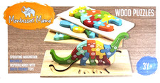 4 Wood Toddler Puzzles Montessori Mama 3 yr  Educational Fun Learning Play