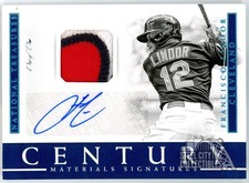 Francisco Lindor 2018 Panini National Treasures Century Patch Autograph Card 1/1